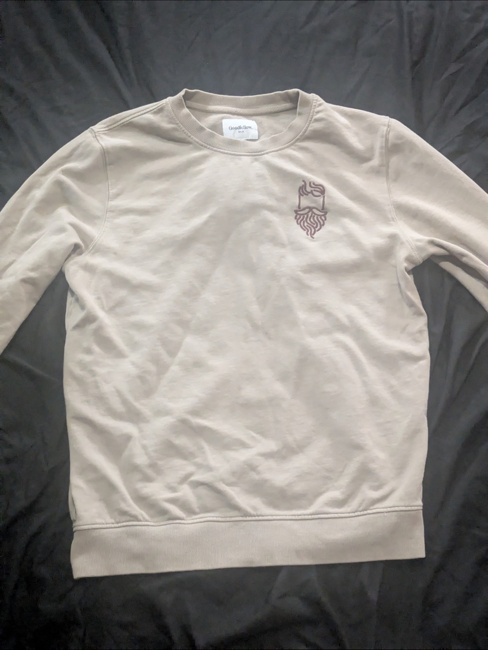 Goodfellow & Co Beige Crewneck Sweatshirt with Chest Logo